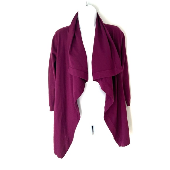 Theory Maritza B New Steady Drape Front Wool Cardigan Sweater Berry Small - Picture 16 of 16